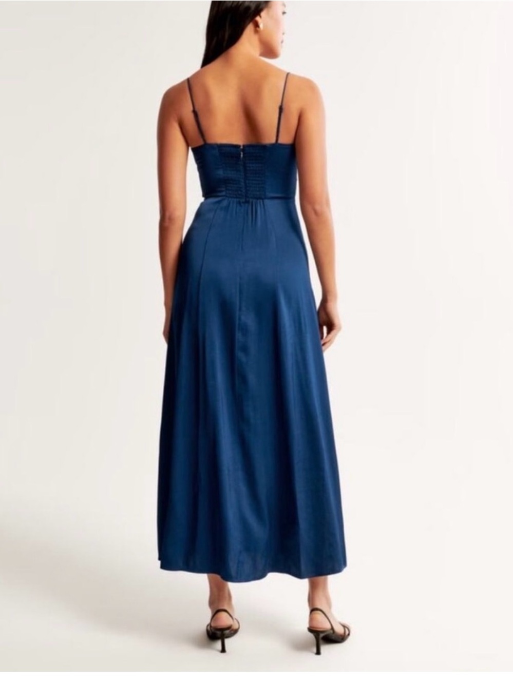 Abercrombie & Fitch Camille navy blue midi dress with slit sz M - Picture 3 of 9